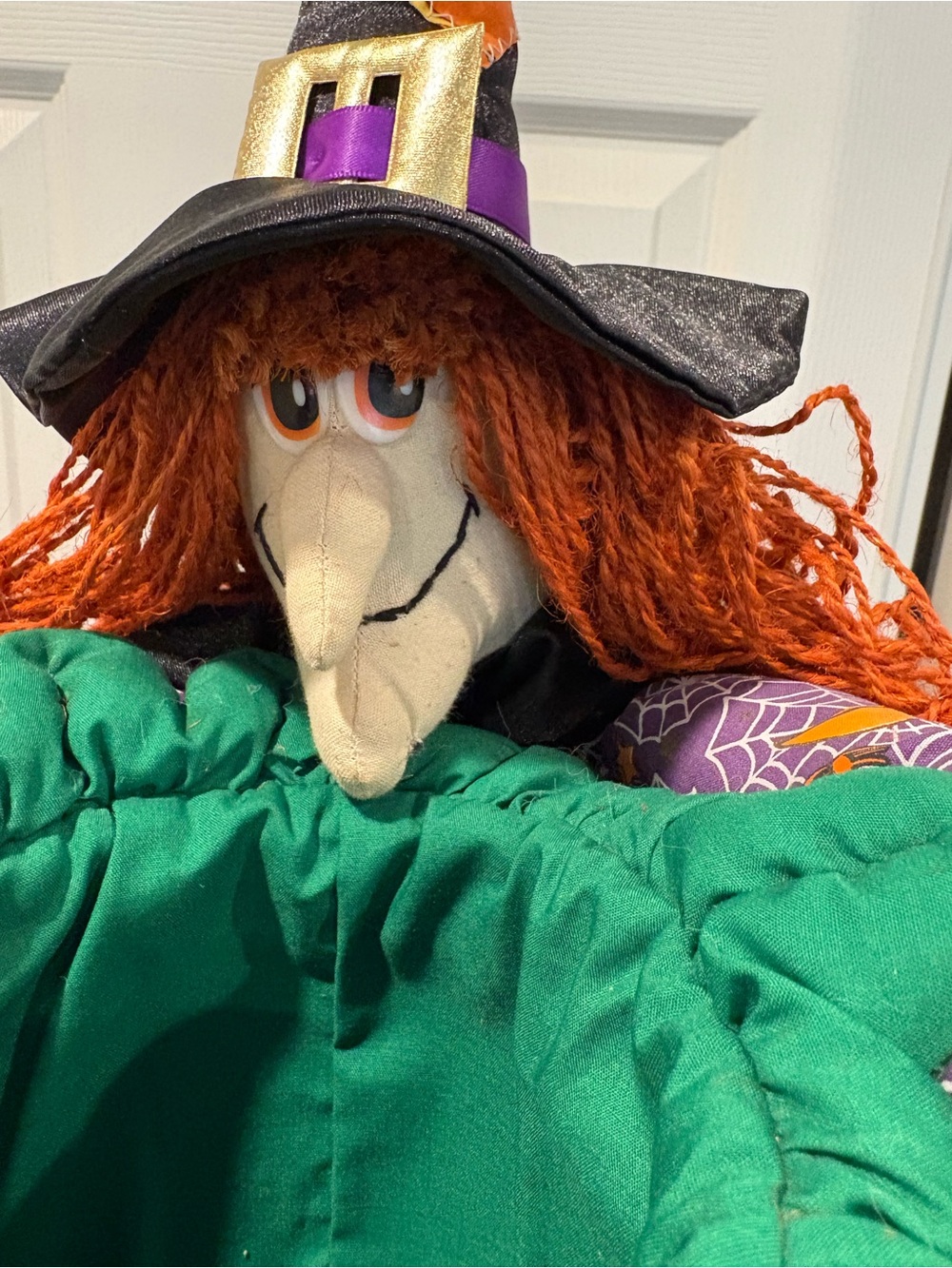 Vintage 1998 Silly Pumpkin Witch Candy Plush Nylon Basket EUC - Picture 9 of 15